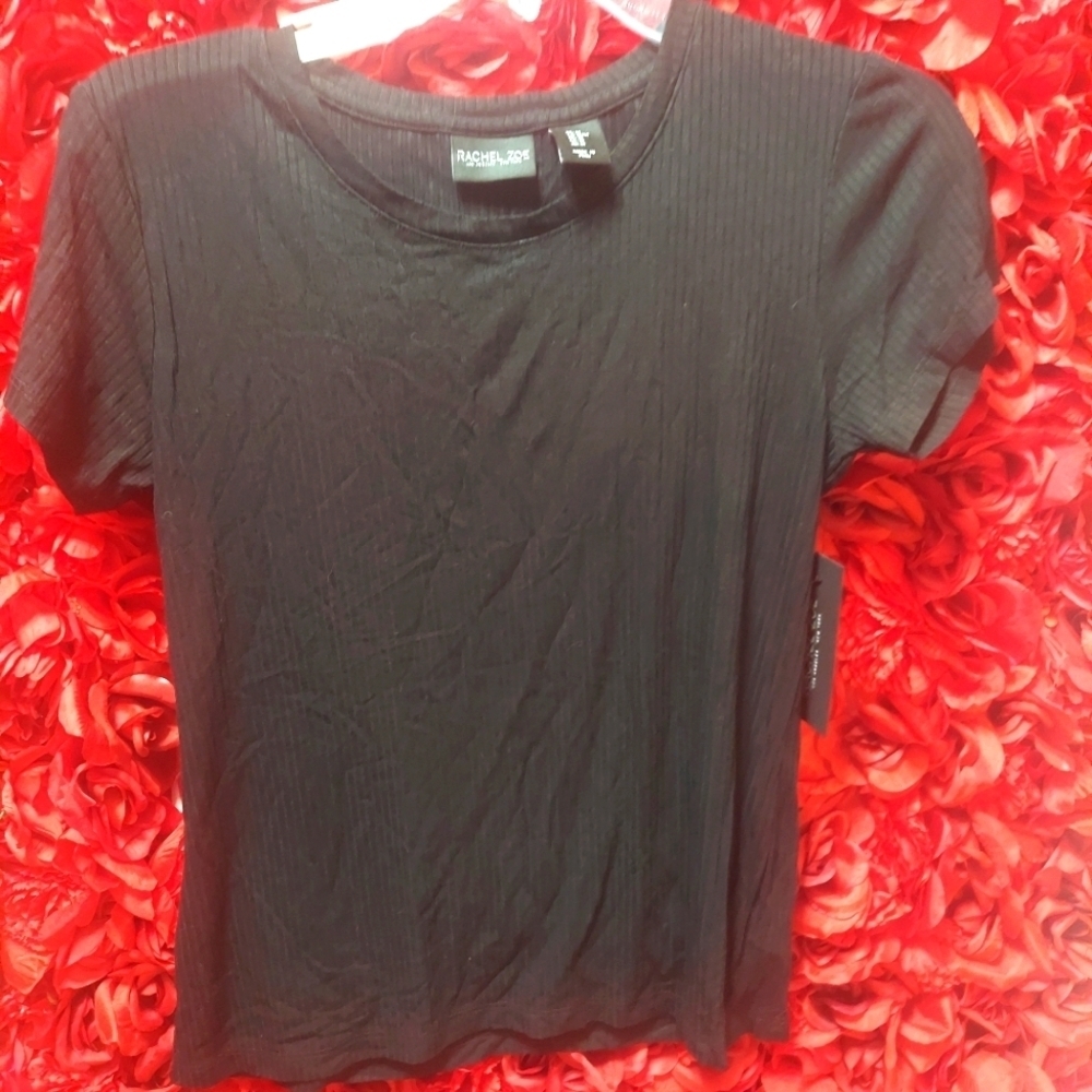 Rachel Zoe NWT Women's Medium Black Ribbed T-Shirt
